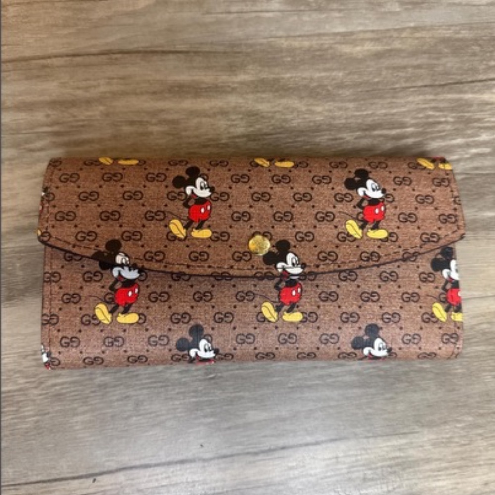 Gucci x Disney Mickey Mouse GG Supreme Tote Bag Set Yellow Leather Trim Satchel - Picture 7 of 11